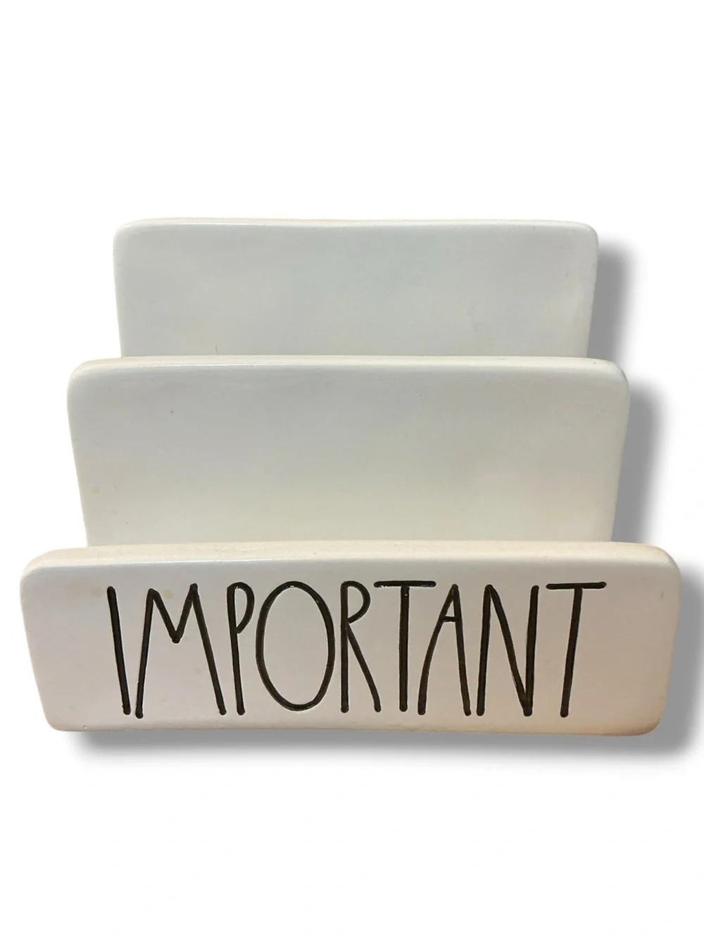 Rae Dunn White 'IMPORTANT' Three-Slot Desk Organizer